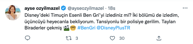 ayse ozyilmazel den ben gri dizisi ile ilgili yorum